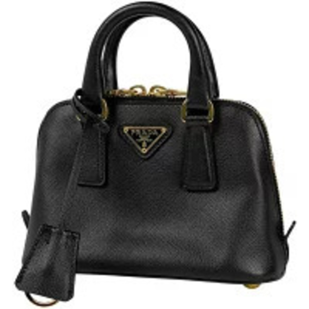 Prada Plate 2way Shoulder Bag Saffiano Leather Nero Black